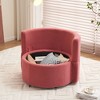 Teddy Fabric Swivel And Storage Chair With Back Cushion For Living Room,Ivory - 2 of 4