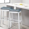 Tangkula Set of 4 Saddle Bar Stools Backless Nailhead Counter Stool with Grey Cushions Coffee/White - 3 of 4