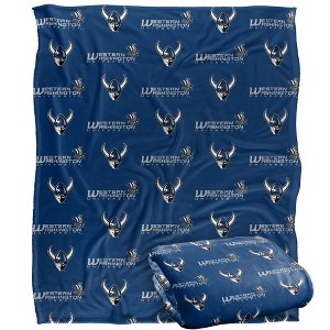 Western Washington University Logo Pattern Silky Touch Blanket White 50x60 - 1 of 4