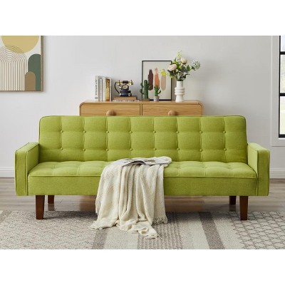 NicBex 73.62 Inch Linen Button Tufted Convertible Sofa Bed with Wood Legs for Living Room,Office,Apartment,Bedroom