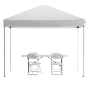 Emma and Oliver Outdoor Event/Tailgate Set with Pop Up Event Canopy with Carry Bag, Bi-Fold Table and 4 Folding Chairs - 1 of 4