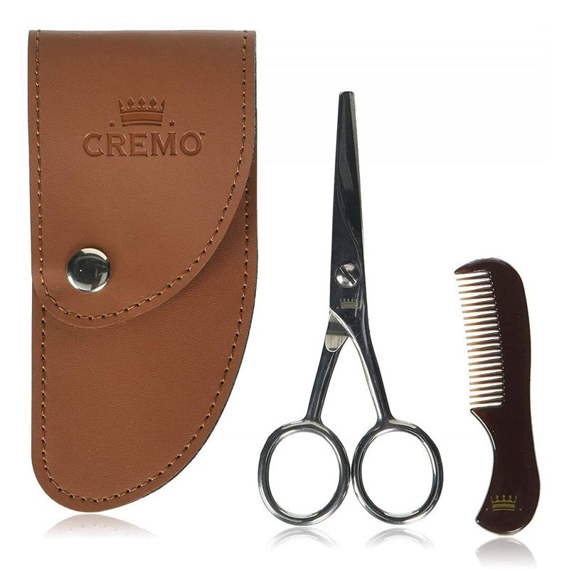 Cremo Beard and Mustache Stainless Steel Shears With Synthetic Leather Carrying Case And Comb For Precise Facial Hair Trimming, 3 of 11