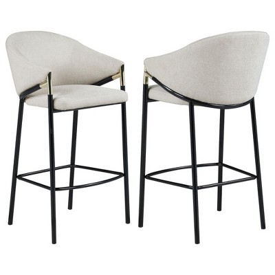 NicBex Set of 2 Bar Stools for Kitchen Island,Modern Counter Bar Stools with Metal Legs,Bar Chairs for Dining Rooms,Kitchens Islands,Beige