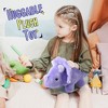 BenBen Dinosaur Stuffed Animal, 13" Dino Plush Toys for Kids, Triceratops, Purple - 4 of 4