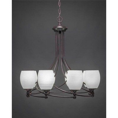 Toltec Lighting Capri 8 - Light Chandelier in  Dark Granite with 5" White Linen  Shade