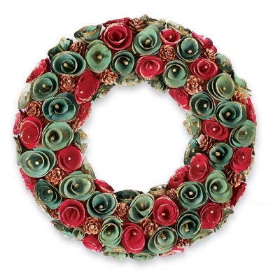 Collections Etc Holiday Wooden Rose Floral Hanging Wreath Target   GUEST 78e46ea1 9f50 48e6 9739 6fd6c121131e