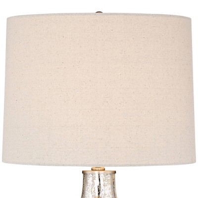 Waylon 28" White Mercury Glass Table Lamp with Drum Shade