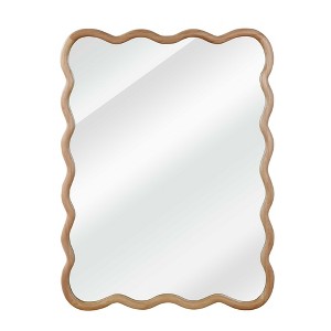 ChicFurnit Decorative Wall Mirror Wavy Solid Wood Frame for Bedroom Bathroom Living Room, Brown, 43.2"*32.7"*1.7" - 1 of 4