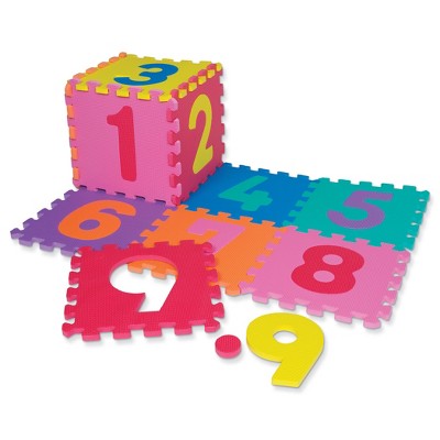 WonderFoam Numbers Puzzle Mat, Assorted Colors, 10" x 10", 20 Pieces/10 Squares