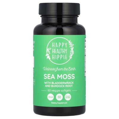 Happy Healthy Hippie Sea Moss with Bladderwrack and Burdock Root, 60 Veggie Softgels