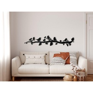 Sussexhome Birds on Branch Metal Wall Decor for Home and Outside - Wall-Mounted Geometric Wall Art Decor - Drop Shadow 3D Effect Wall Decoration - 1 of 4