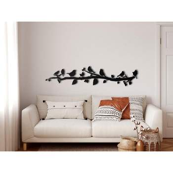 Sussexhome Birds on Branch Metal Wall Decor for Home and Outside - Wall-Mounted Geometric Wall Art Decor - Drop Shadow 3D Effect Wall Decoration