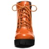 BLISSFUL STEP Women's Round Toe Chunky Heel Lug Sole Lace Up Zipper Combat Boots - 3 of 4