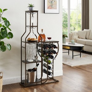 Aghana Digitals 5-Tier Freestanding Wine Rack with Glass Holder & Storage Shelves, Holds 11 - 1 of 4