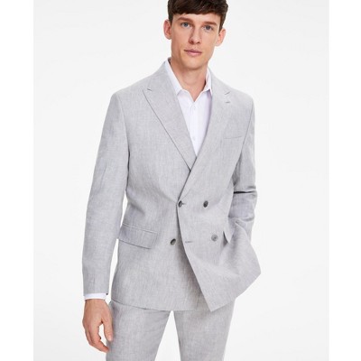 Tommy Hilfiger Mens Modern-Fit Double-Breasted Linen Four Button Blazer Jacket