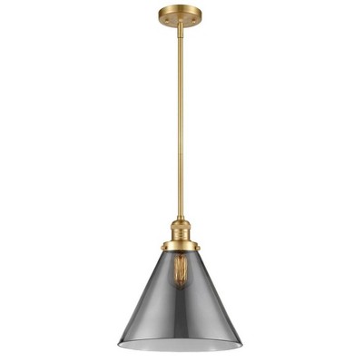 Cone - 1 Light Stem Hung Mini Pendant In Industrial Style-16 Inches Tall and 12 Inches Wide