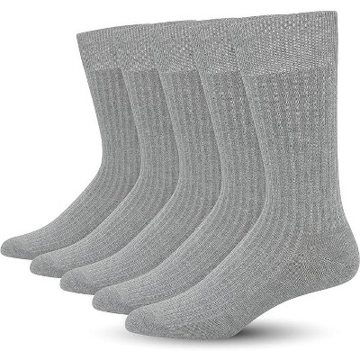 SERISIMPLE Men Bamboo Viscose Thin Ribbed Knit Silky Soft Lightweight Dress Crew Socks White X Large 5 Pairs
