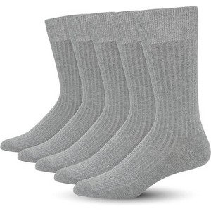 SERISIMPLE Men Bamboo Viscose Thin Ribbed Knit Silky Soft Lightweight Dress Crew Socks White X Large 5 Pairs - 1 of 4