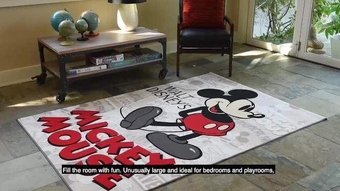 Disney Mickey Mouse Classic Black &#38; White Kids&#39; Rug (54&#34;x54&#34;), 2 of 7, play video