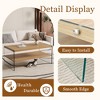 Racxily Double rectangular coffee table, The board surface is MDF, with white stickers, and both sides are transparent tempered glass - 3 of 4