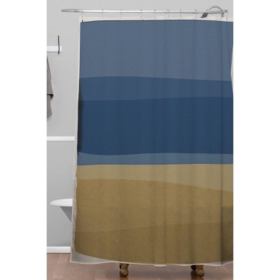 * CHOCOLATE BROWN fabric shower curtain with lines 