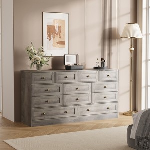 Wooden Dressers with 12 Drawers for Bedroom, Wood Chest of Drawers Clothes Storage Organizer for Living Room, Hallway, Modern Wide TV Stand - 1 of 4