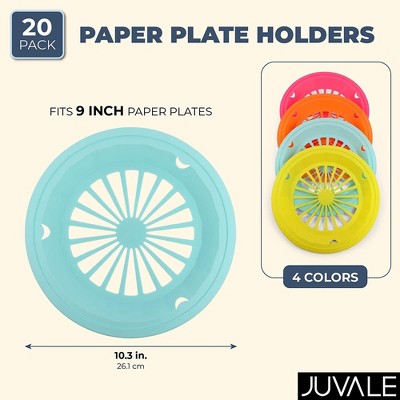 Juvale Brandclub Juvale 20 Count 10 Reusable Plastic Paper Plate Holders Heavy Duty for Picnic Supplies 4 Colors