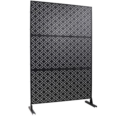 Grungis 76" H×48" W Freestanding Privacy Fence with Petal-Shaped,Outdoor Privacy Screen for Balcony,Patio,Garden
