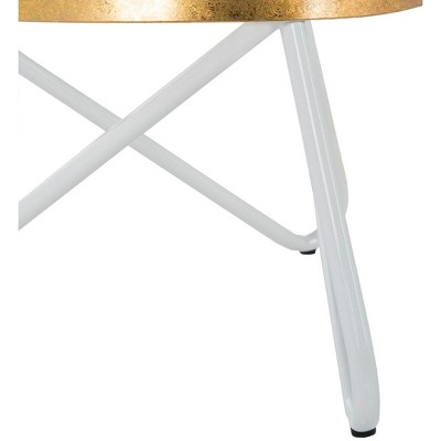 White and Gold Iron Backless Counter Stool with Hairpin Legs