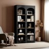 Free Standing 5-Tier Bookshelves Set of 2, Farmhouse Two-Tone Bookcases with Adjustable Shelves, 72"H Storage Cabinet for Living Room - 3 of 4