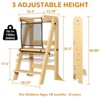 TinyHomie Foldable Toddler Kitchen Tower, 3 Adjustable Height Wooden Learning Stool, Standing Tower with Safety Net for Kitchen Bathroom - 2 of 4