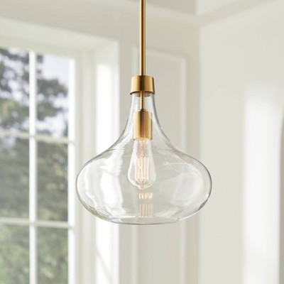 Antique Brass Elegance Mini Pendant Light with Clear Glass Shade