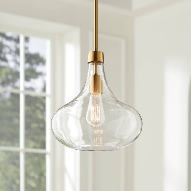 Possini Euro Design Asni Brass Mini Pendant Light 11" Wide Modern Clear Art Glass for Dining Room House Foyer Kitchen Island Entryway Bedroom Home, 2 of 8