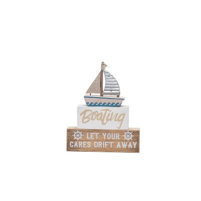 Beachcombers Boating Blues Table Decor Decoration Accent Composite Table Sign Ocean Nautical Coastal Marine Lake 6 x 1.26 x 7.5 Inches.