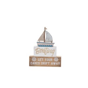 Beachcombers Boating Blues Table Decor Decoration Accent Composite Table Sign Ocean Nautical Coastal Marine Lake 6 x 1.26 x 7.5 Inches. - 1 of 2