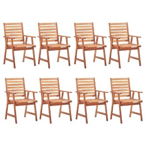 vidaXL Outdoor Chair Set of 8 Natural Wood Acacia wood Standard - 1 of 4