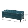 Okak Luxury ButtonTufted Storage Ottoman Bench Ottoman Foot Rest with Hidden Storage and Birch Wood Legs Bed Bench for Bedroom,Entryway, Teal - 4 of 4