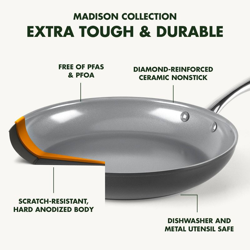 GreenPan Madison 12pc Hard Anodized Ceramic Non-Stick Cookware Set, 4 of 15