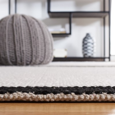 Handmade Black Wool Flat Woven 8' x 10' Area Rug
