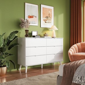 GALAXHERO 6 Drawer Wood Dresser, 47.24" Wide Storage Organizer with Metal Handles, TV Stand for 55" TV, Bedroom, Living Room, Hallway, Closet - 1 of 1