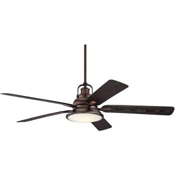 60" Casa Vieja Wind and Sea Industrial Indoor Outdoor Ceiling Fan with Dimmable LED Light Remote Oil Brushed Bronze Frosted Glass Wet Rated for Patio