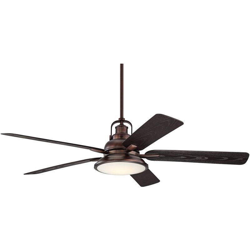 60" Casa Vieja Wind and Sea Industrial Indoor Outdoor Ceiling Fan with Dimmable LED Light Remote Oil Brushed Bronze Frosted Glass Wet Rated for Patio, 1 of 10
