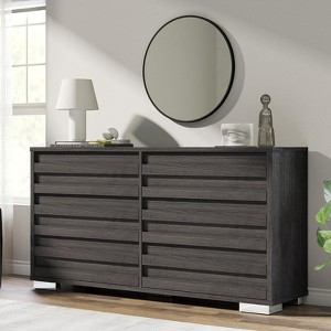 AMERLIFE 6 Drawer Dresser, Farmhouse 54" Wide Chest of Drawers with Slat Handles - 1 of 4