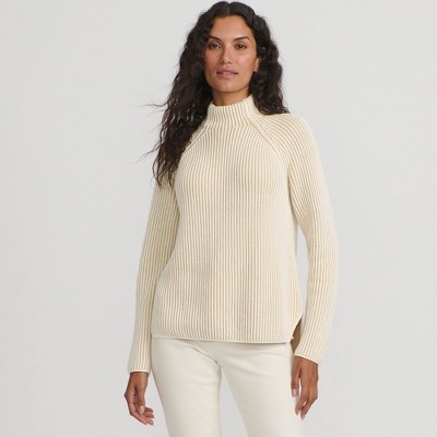 Lands' End Women's Drifter Two Color Shaker Mock Neck Sweater
