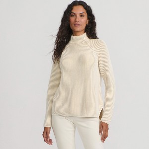 Lands' End Women's Drifter Two Color Shaker Mock Neck Sweater - 1 of 4