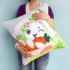 Slickblue Bunny & Carrot Embroidered Pillow Cushion - Decorative Floor Cushion, 19.7x19.7 inches, Cotton Canvas - 4 of 4