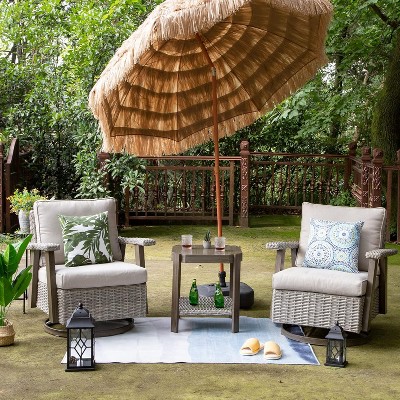 Bigget Outdoor Steel 3-Piece bistro Patio Wicker set, Beige