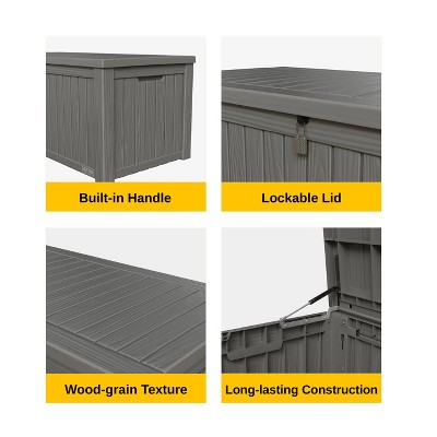 Gray 150 Gallon Lockable Weather-Resistant Plastic Deck Box