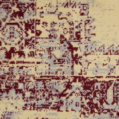 Cream and Red Tufted Synthetic Medallion Rug 3' x 5'