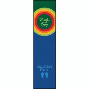 Carpets for Kids Rainbow Dot Sanitize Here Classroom Runner Rug 3' x 12' - 1 of 4